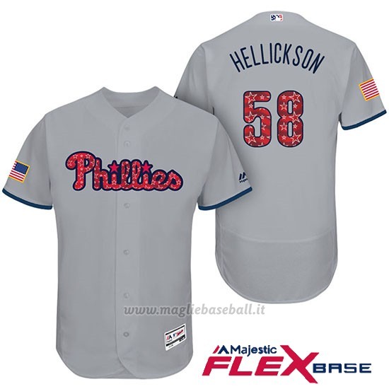 Maglia Baseball Uomo Philadelphia Phillies 2017 Estrellas y Rayas Jeremy Hellickson Grigio Flex Base
